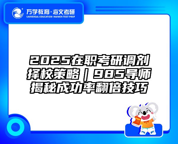 2025在职考研调剂择校策略｜985导师揭秘成功率翻倍技巧